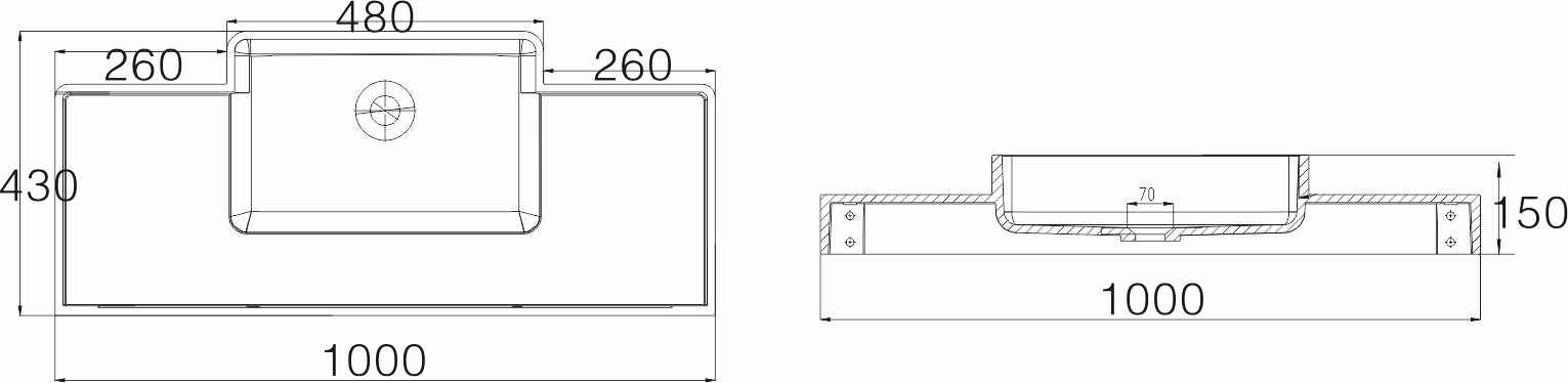 Раковина NSS-1044G серия NS Bath