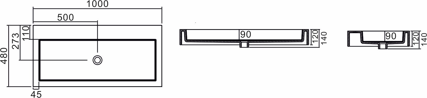Раковина NSS-1048G серия NS Bath