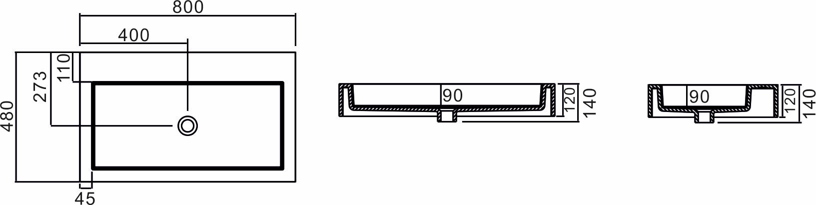 Раковина NSS-8048G серия NS Bath