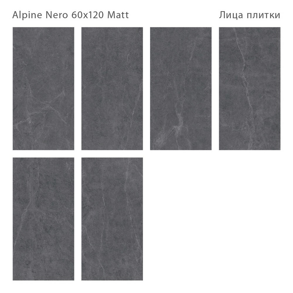 Плитка Alpine Nero 60x120 Matt серия Silk