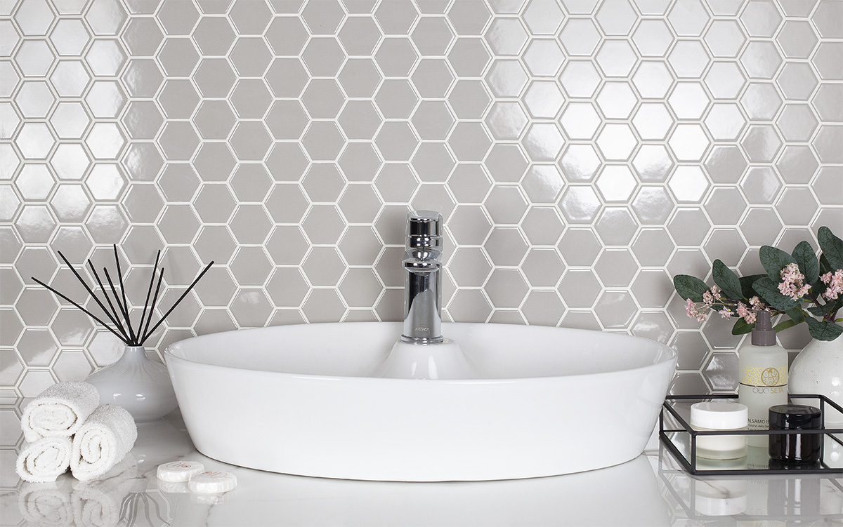 Мозаика Hexagon small Grey Glossy (MT20116) серия Homework