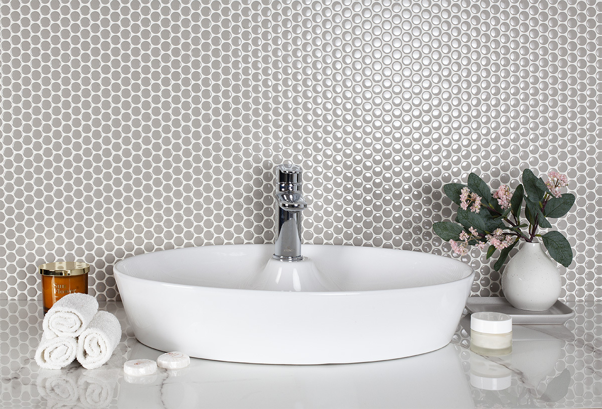 Мозаика Penny Round Grey Glossy (NK50096) серия Homework