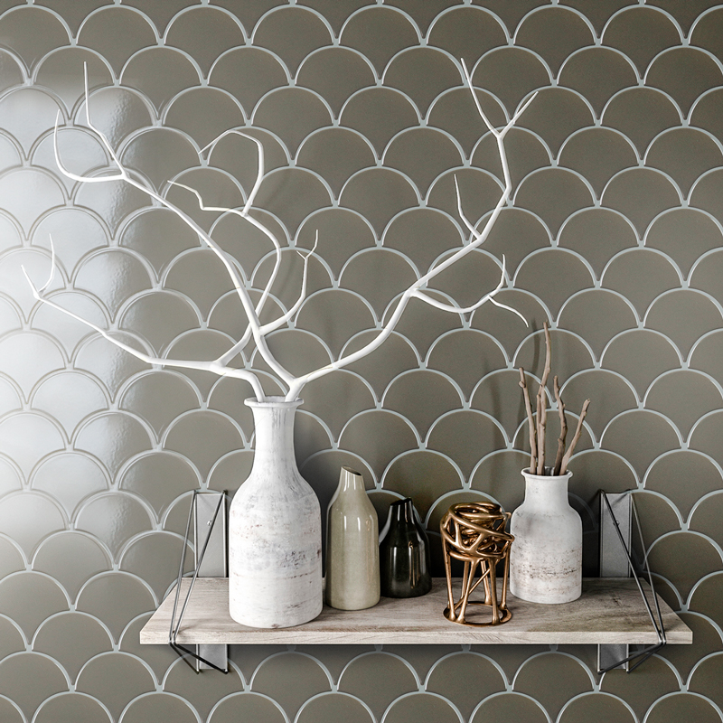 Мозаика Fan Shape Dark Grey Glossy (BF1312) серия Homework