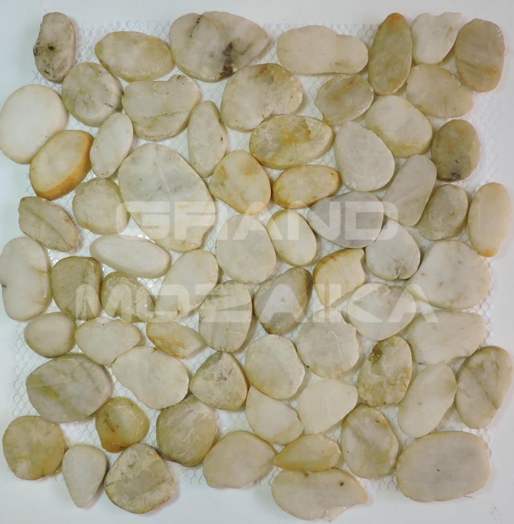 Мозаика 052385M MS00-1 BCP ГАЛЬКА овал белая матовая серия Nature