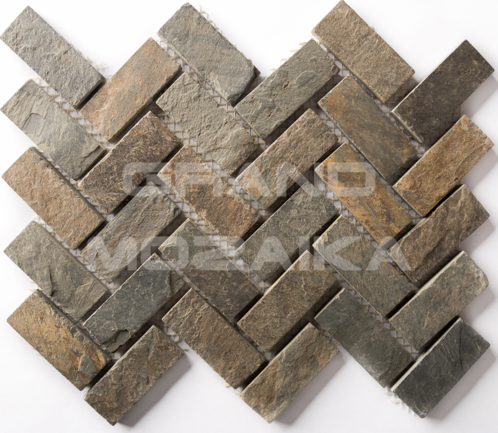 Мозаика 052391 MS0517 ГРАНИТ кирпич-ёлочка зелёный серия Nature