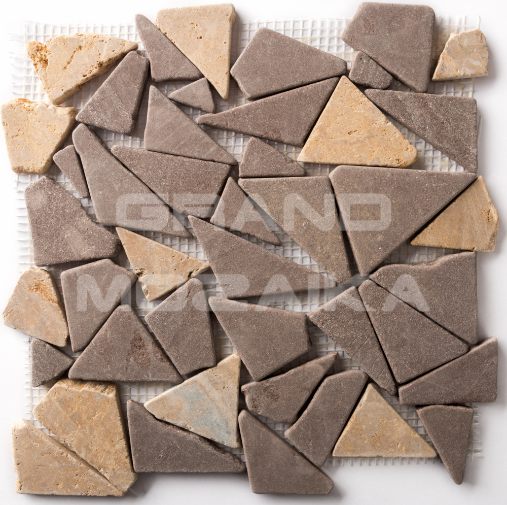 Мозаика 052376 MS-TRI MIX МРАМОР красно-жёлтый треугольный серия Nature