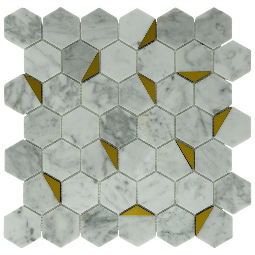 Мозаика HEXAGON CARRARA GOLD серия Hexagon